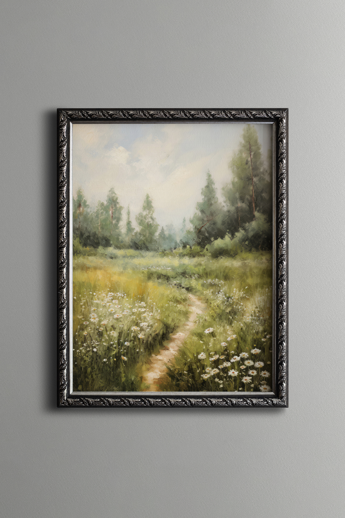 Camomile Country Road View - Vintage Patterned Frame - Slim Model