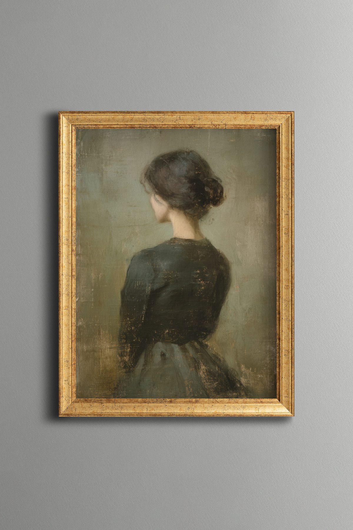 Elegant Woman Turned Back - Vintage Patterned Frame - Slim Model