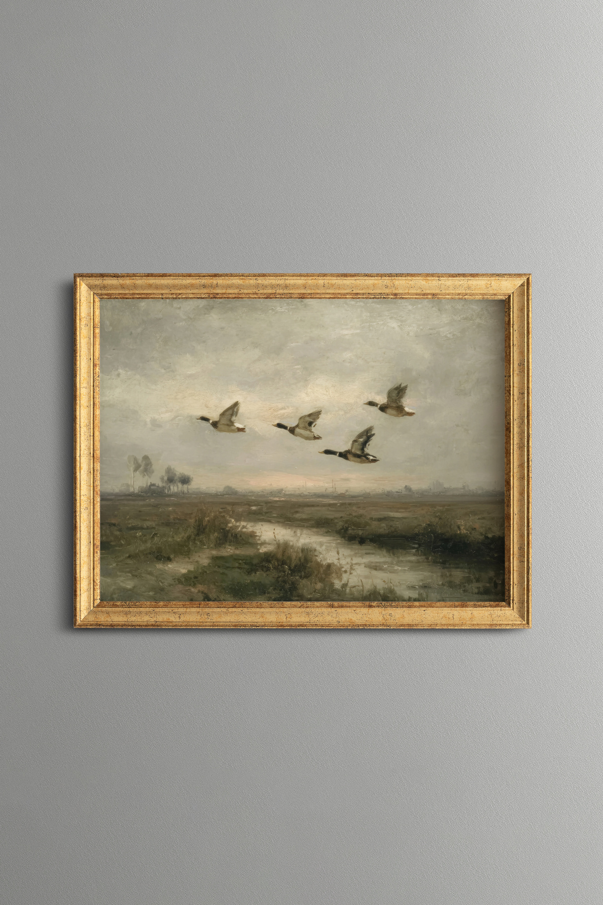 Ducks Floating in the Sky - Vintage Patterned Frame - Slim Model