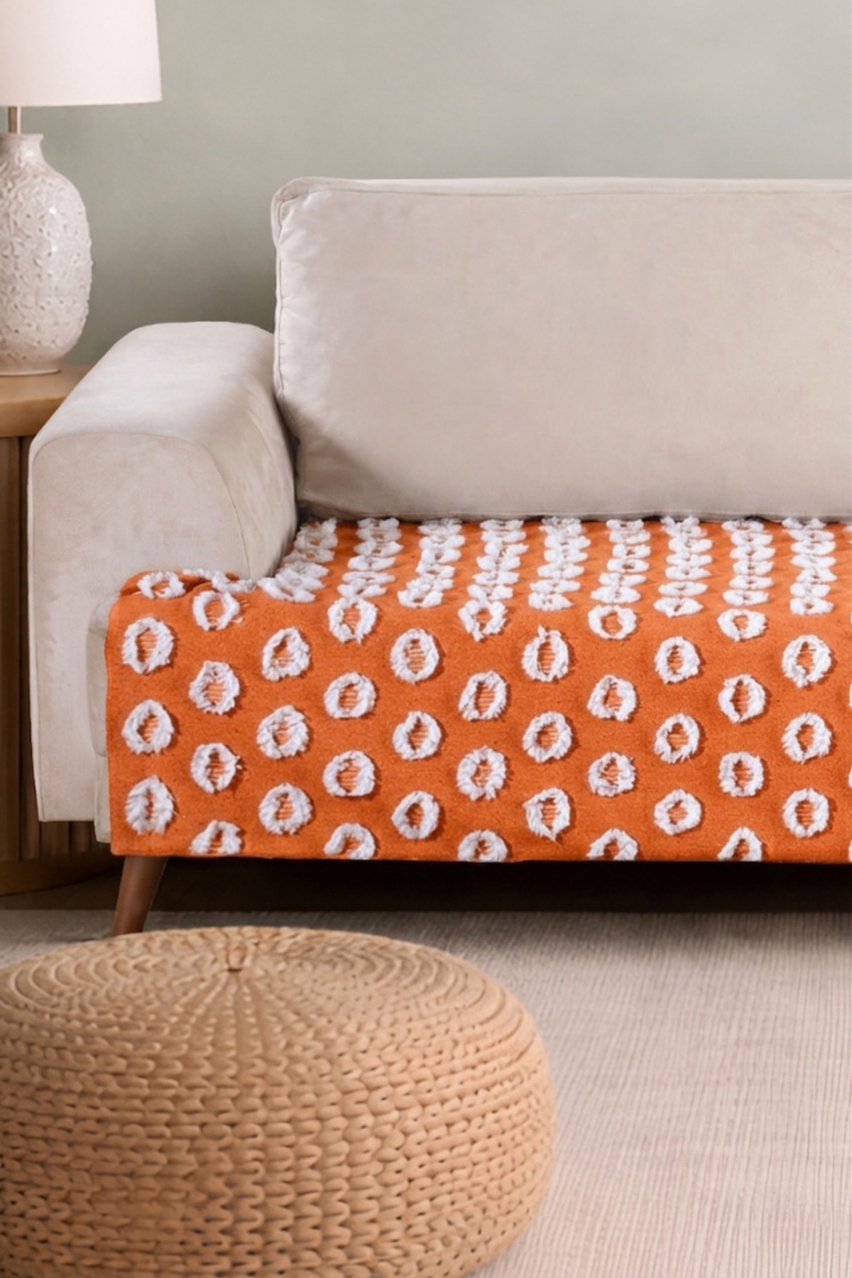 Bohemian ORANGE Embossed Seat Cover Seat Cover 100x200 | Sofa Sofa Bed Sofa Cover Shawl
