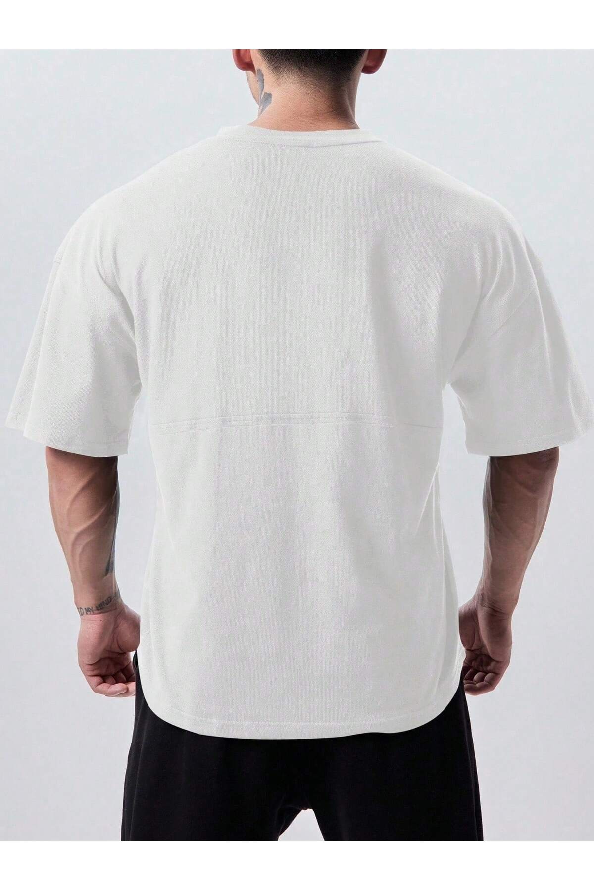 GENIUS STORE Genius Erkek Spor Tişört Polyester Kumaş Oversize Fitness & Gym Antrenman Tişörtü görsel 3