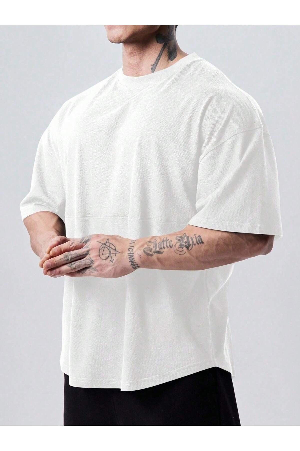GENIUS STORE Genius Erkek Spor Tişört Polyester Kumaş Oversize Fitness & Gym Antrenman Tişörtü görsel 2