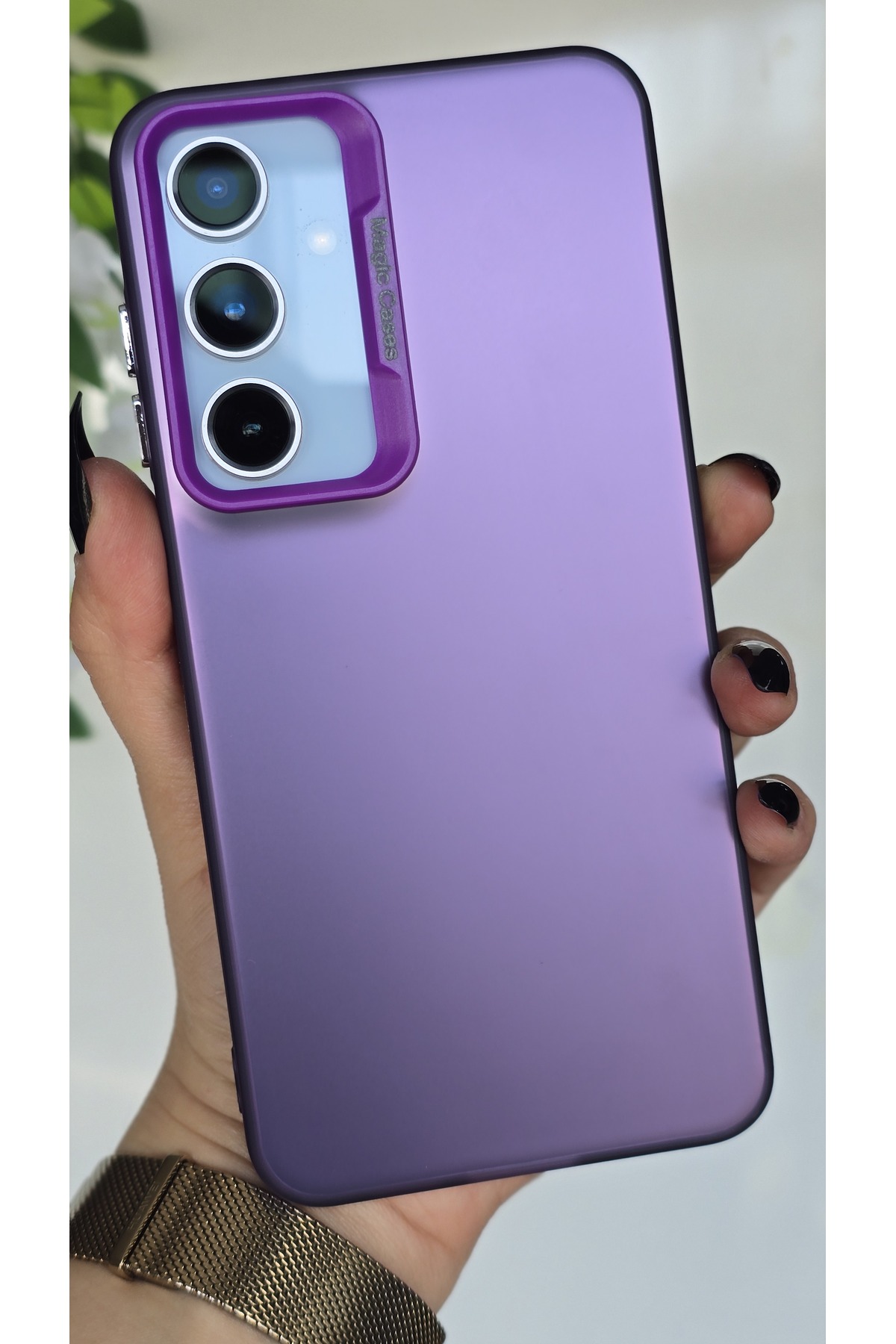 Samsung Galaxy A34 Compatible Purple Color Transition Matte Silicone Case Camera Frame Luxury Electro