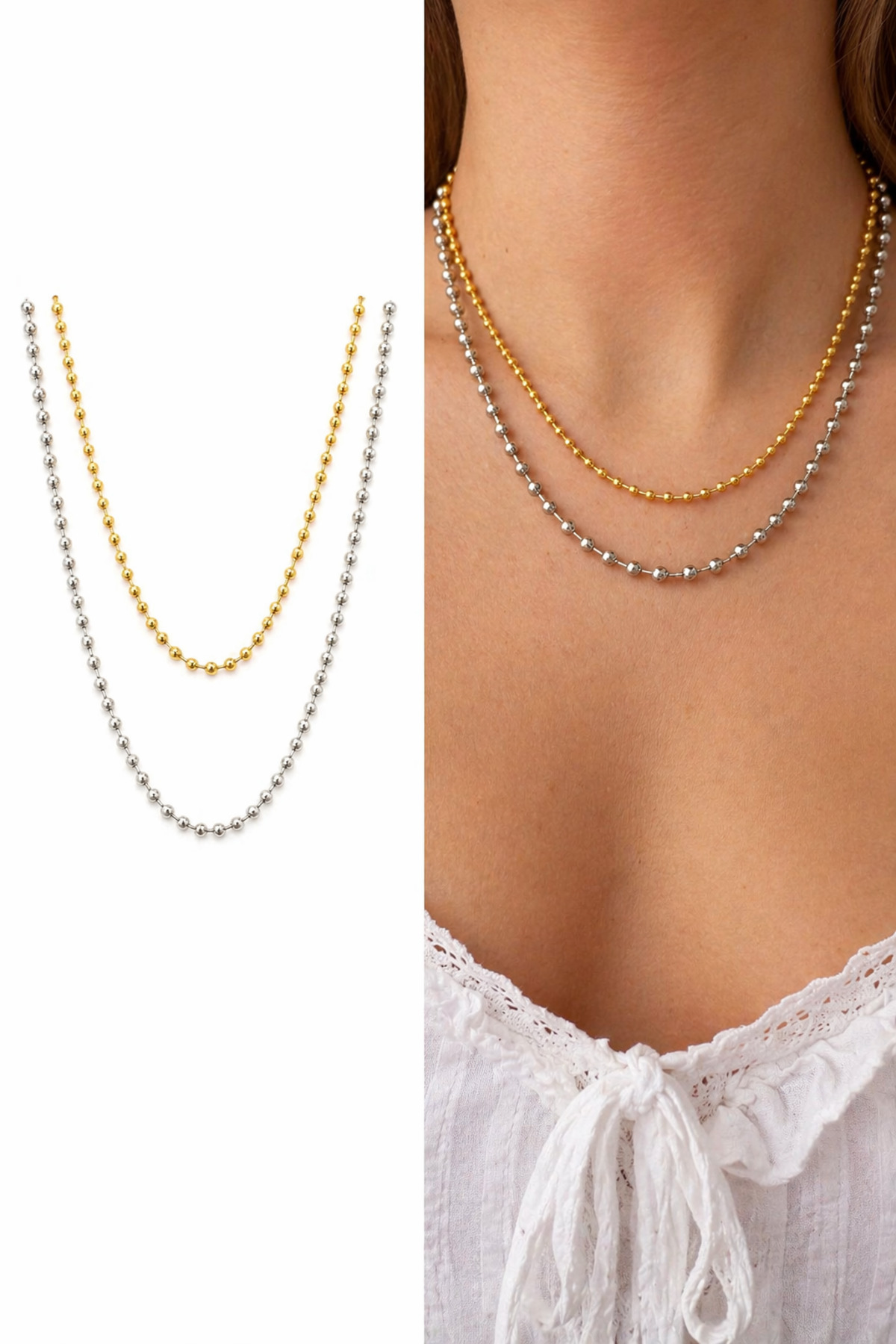 Yıldız Plaka Ve Kırmızı Kalp Charm Top Detaylı Kalın Zincirli 45 Cm Gold Kadın Kolye
