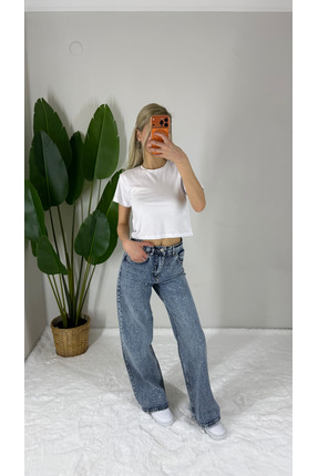 Bella Vita Fashion Yüksek Bel Işıltılı Taşlı Straight Fit Jean Pantolon – Mod...