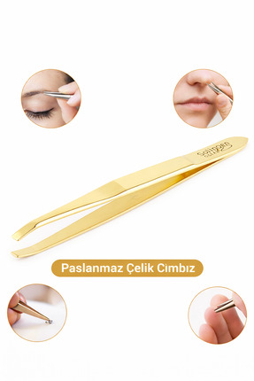Solingen Profesyonel DÜZ Ağız Cımbız Paslanmaz Çelik Hassas Uçlu Cımbız Gold