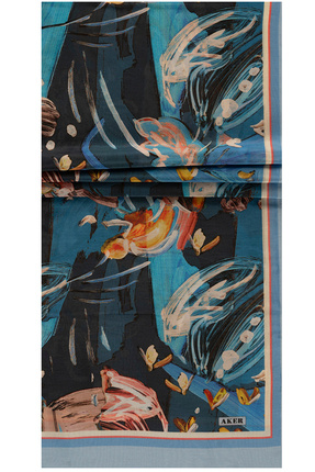 Aker Mavi 75X200 İpek Koton Şal