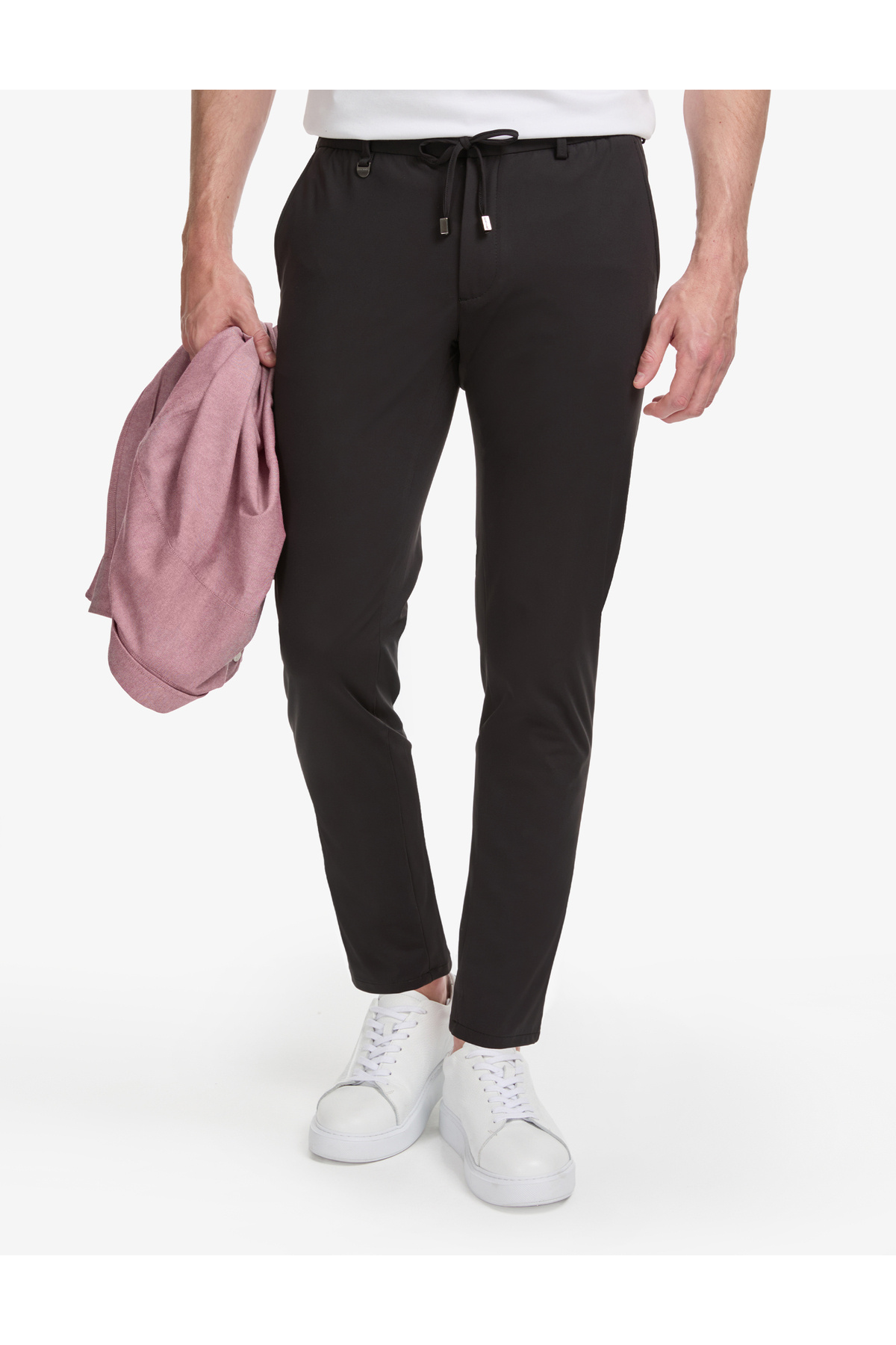 Pierre Cardin Siyah Ex. Slim Fit Beli Kordonlu Klasik Jogger Pantolon 50325158-VR046 görsel 2