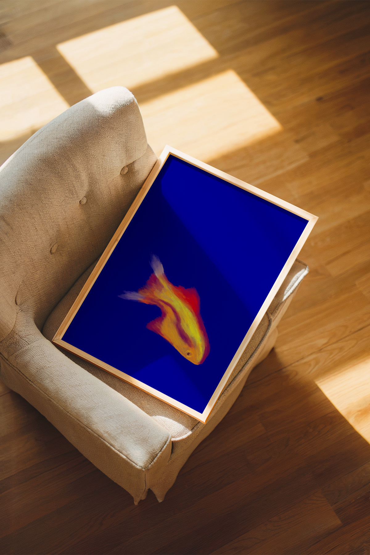 Minimal Balık Poster Modern Soyut Sanat Duvar Dekoru Çerçevesiz