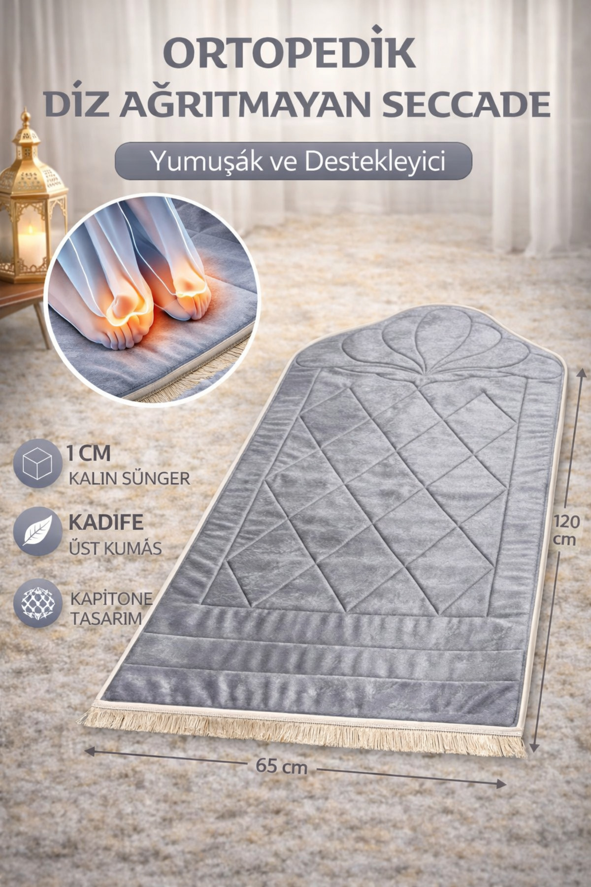 Orthopedic Knee Painless Quilted Design Gift Dowry Prayer Sheet 1CM Sponge 65*120 Size