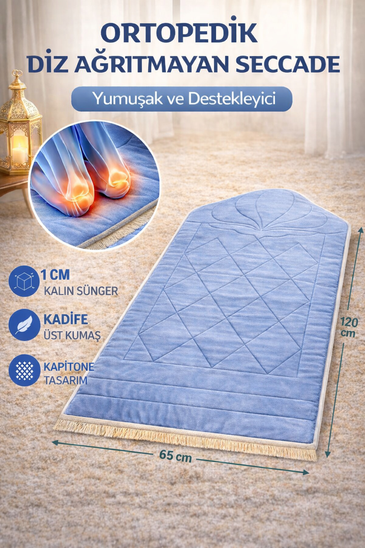 Orthopedic Knee Painless Quilted Design Gift Dowry Prayer Sheet 1CM Sponge 65*120 Size