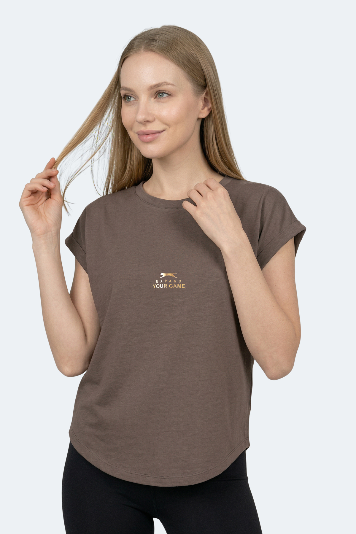 Slazenger KAPA Kadın Kahve Tişört görsel 5