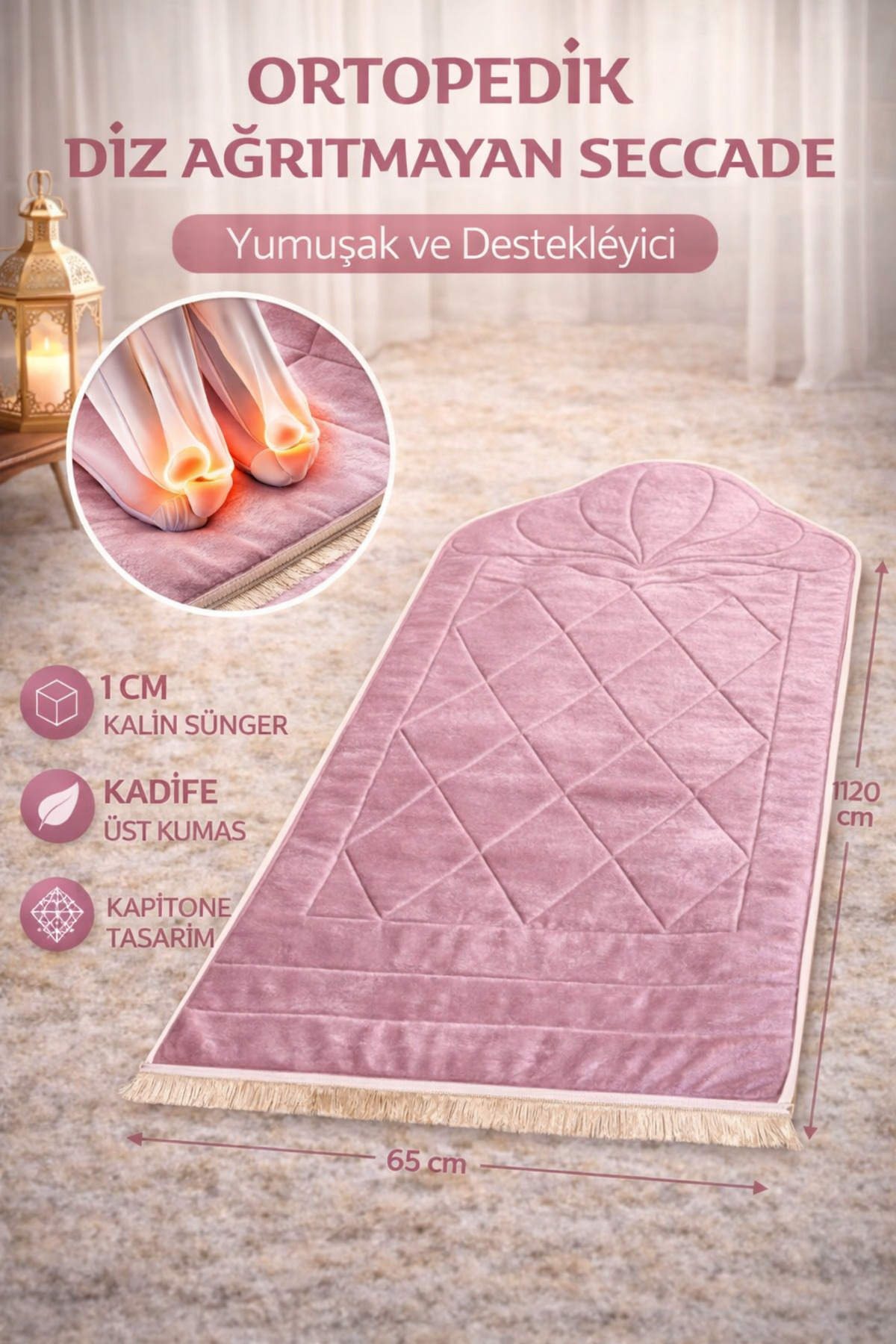 Orthopedic Knee Painless Quilted Design Gift Dowry Prayer Sheet 1CM Sponge 65*120 Size