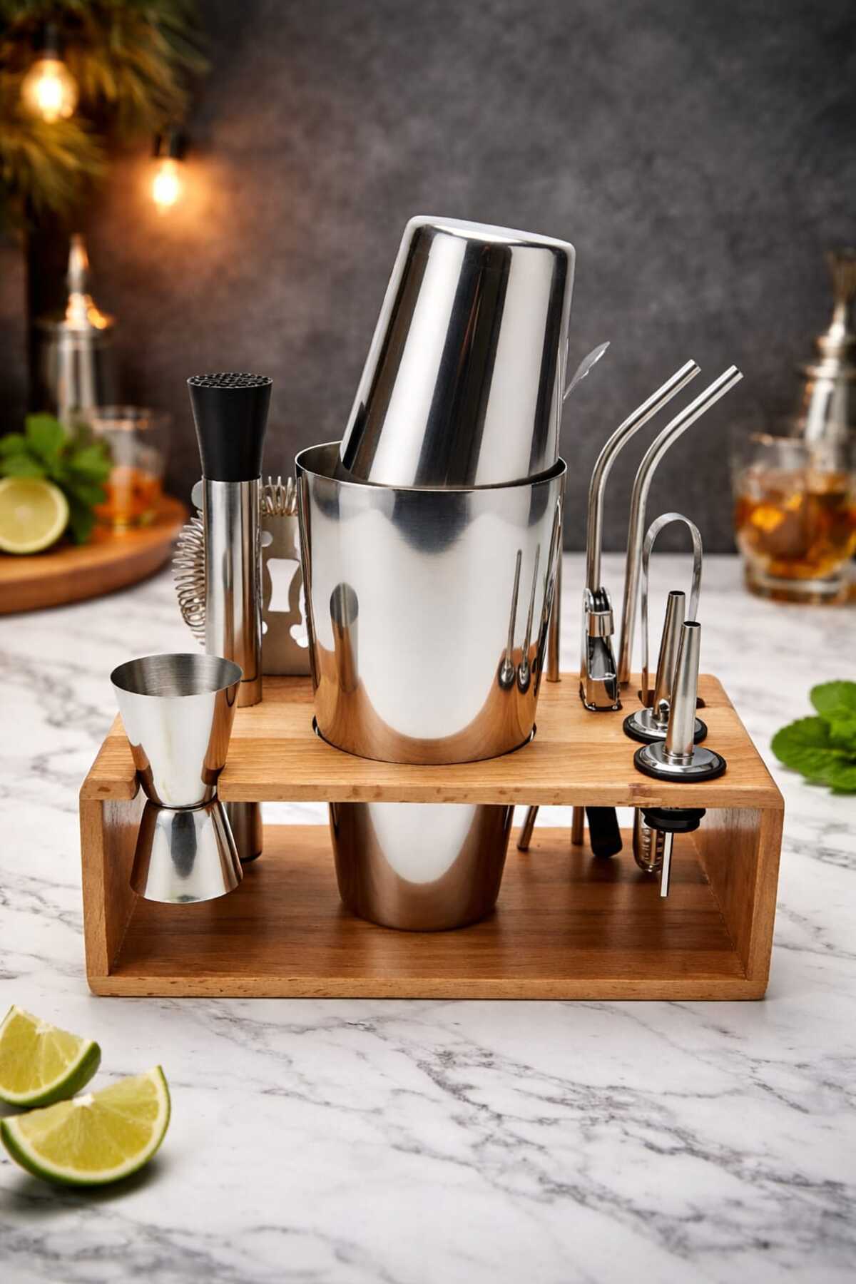 Bar Boss Professional Barware Elite Bar Kokteyl Seti - Ahşap