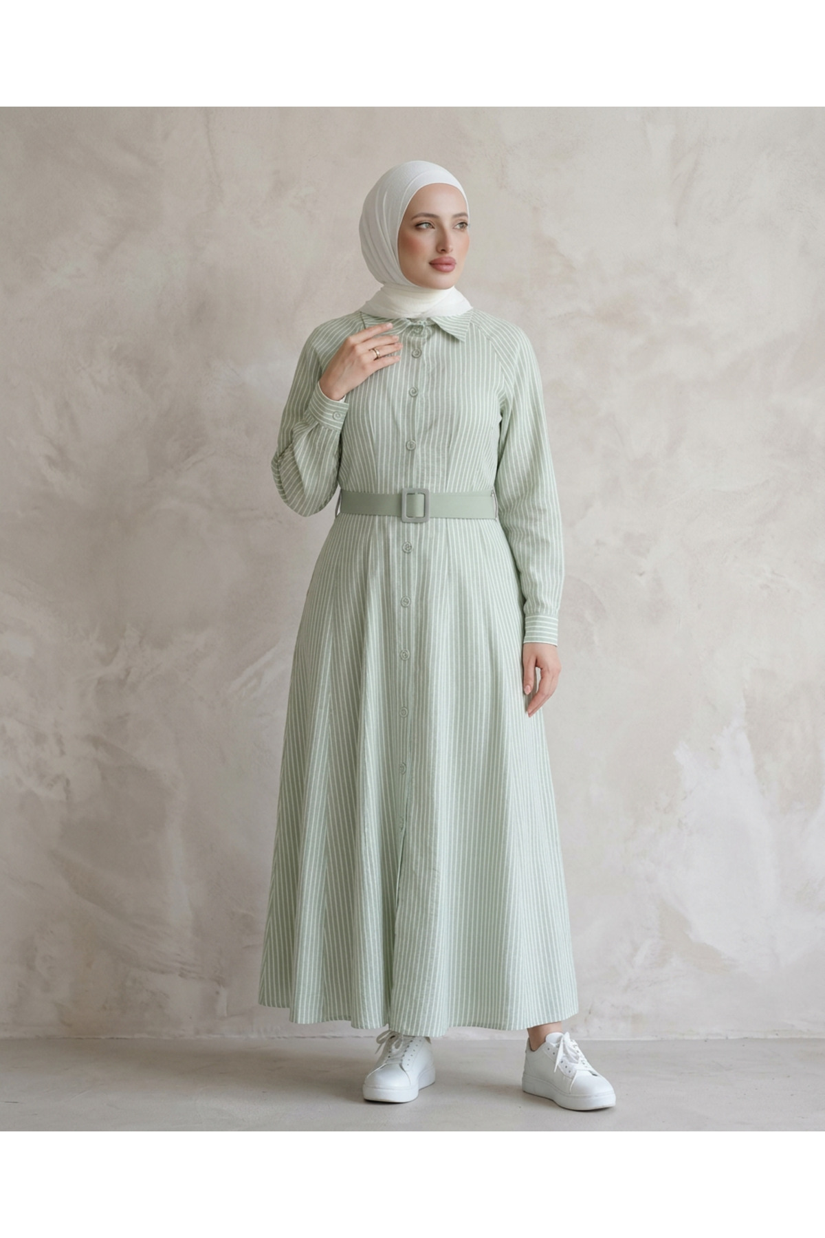 Verona-Gulf Striped Dress with Belt