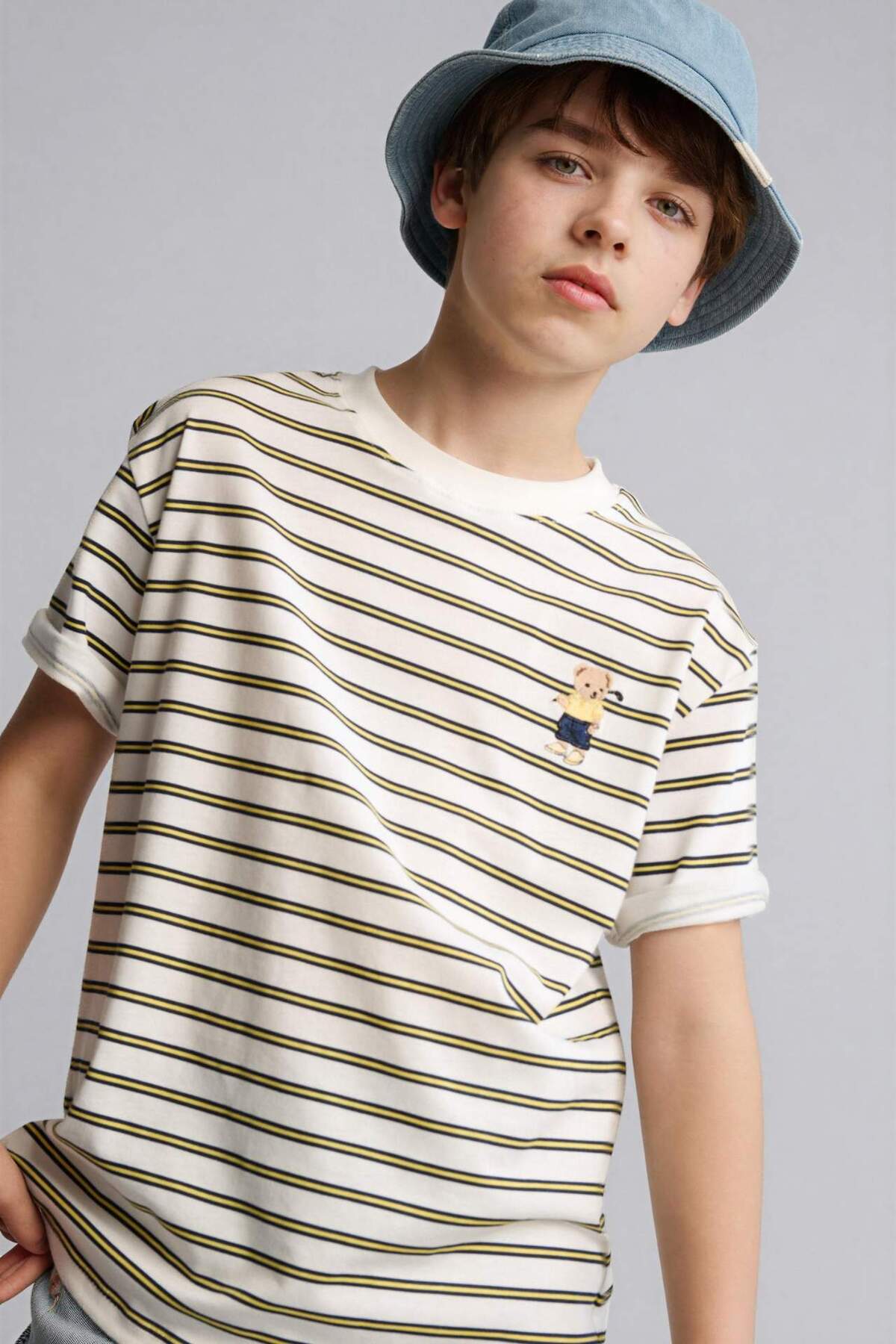 Defacto 100% Cotton Regular Fit Crew Neck Teddy Bear Short Sleeve T-Shirt for Boys H2958A826Sm