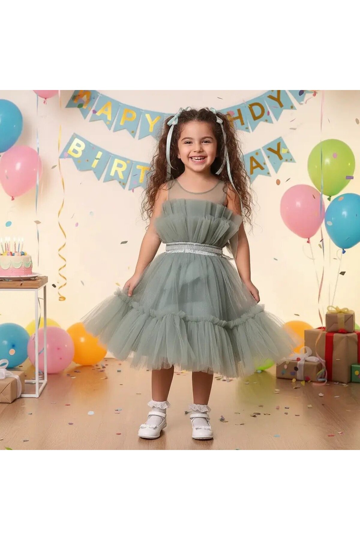 Ahsenimbebe GÖĞÜS TÜLLÜ KISA 5-10 YAŞ ABİYE ELBİSE