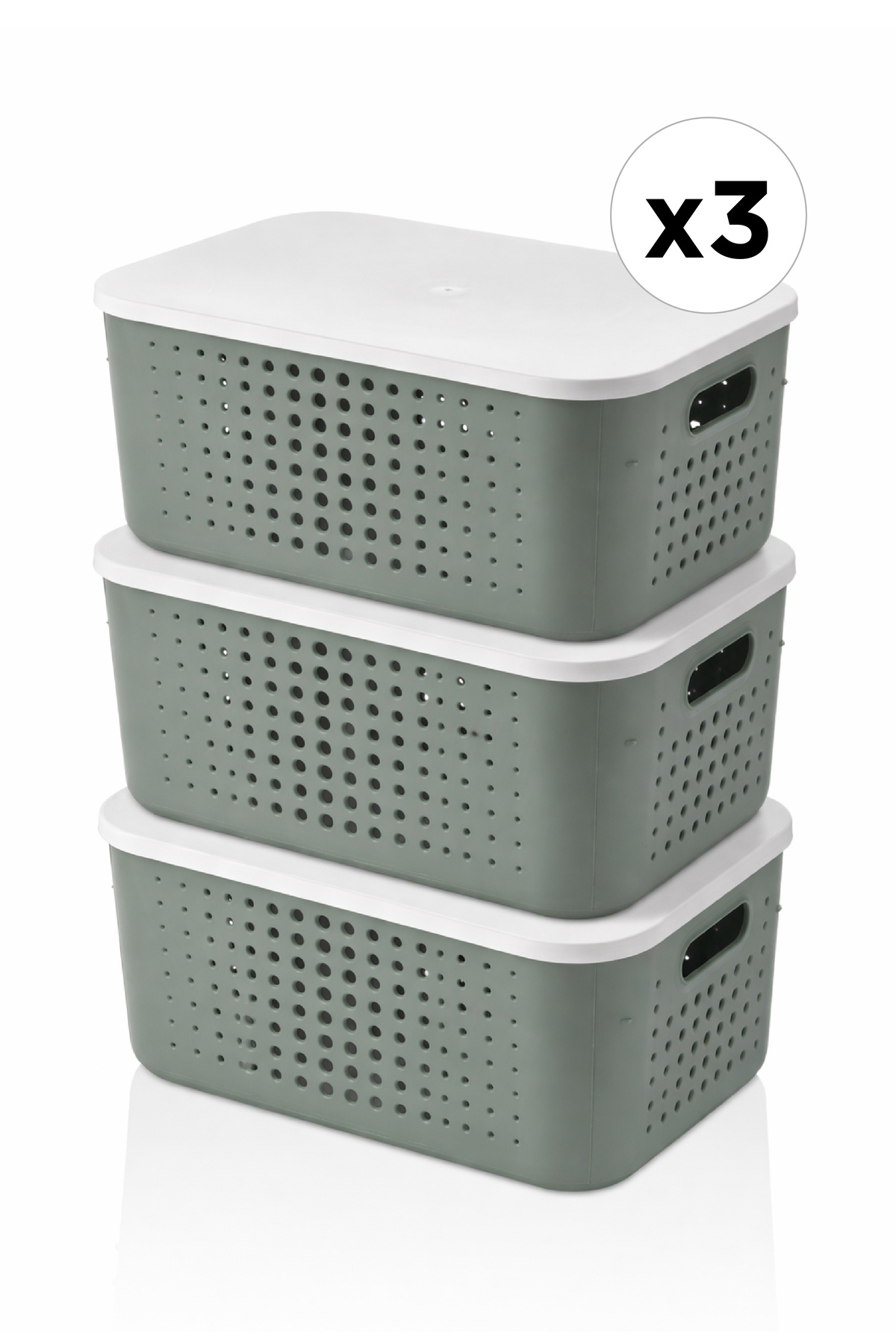 3-Piece Bubble Lid Perforated Basket 13.4 Liters – Multipurpose Storage & Arrangement Box
