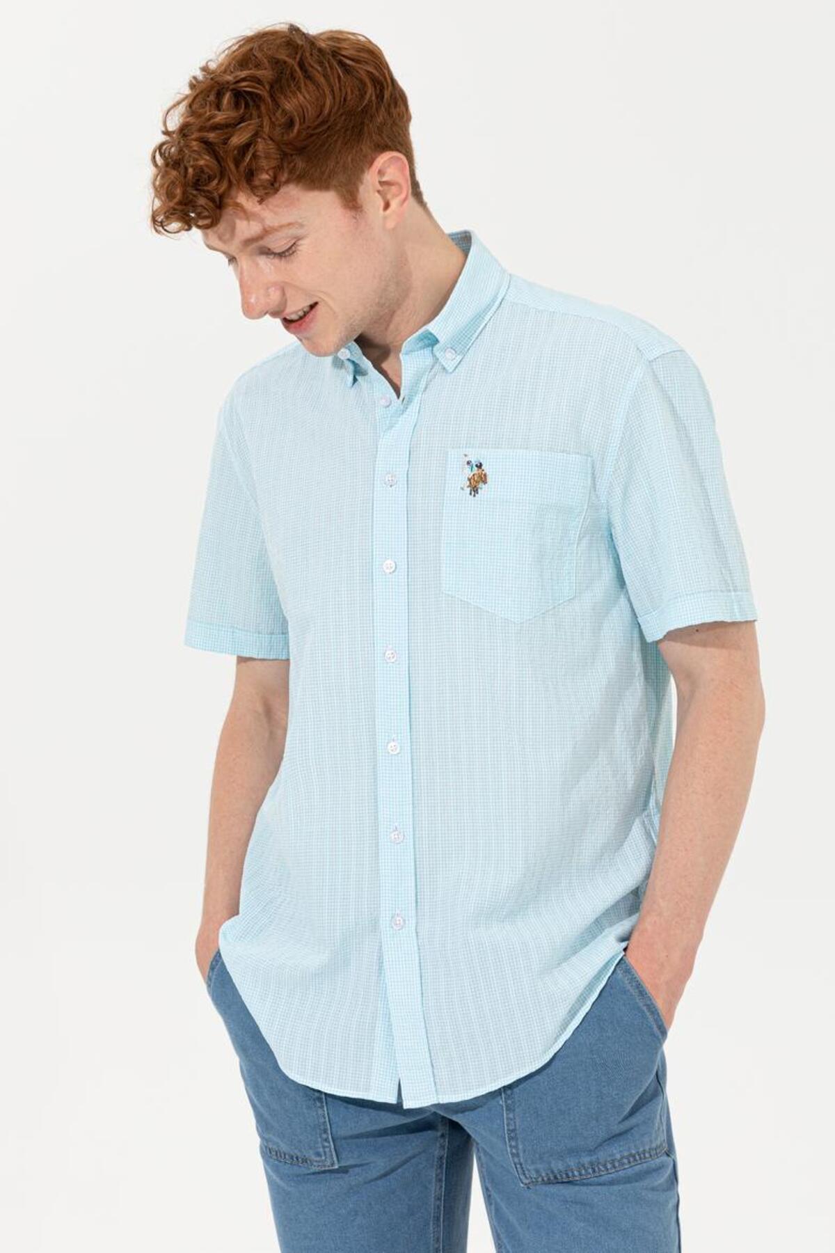 Yeşil Erkek Gömlek — آبی G081SZ004.000.1361747 — تصویر 3 از 3