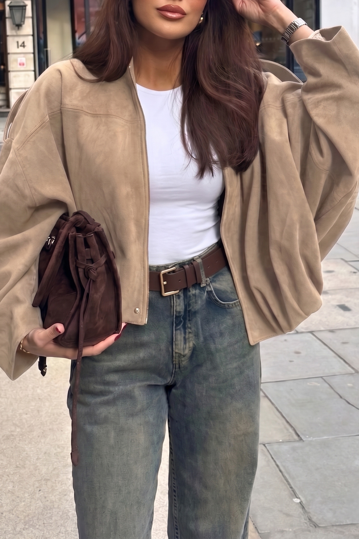 Jaglion Zr Γυναικείο Oversize Premium Suede Μπουφάν