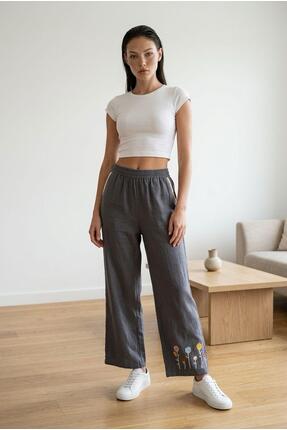 MYSZI El İşlemeli Tencel Pantolon