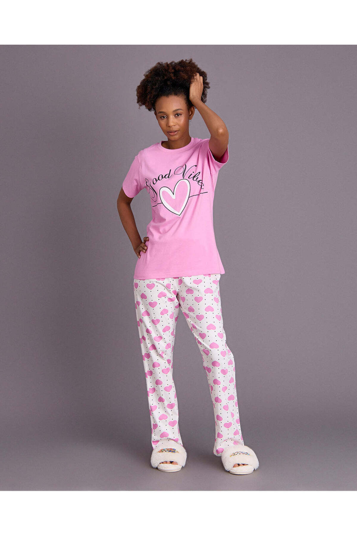 REDTAG Girls Pink Printed Pyjama Set