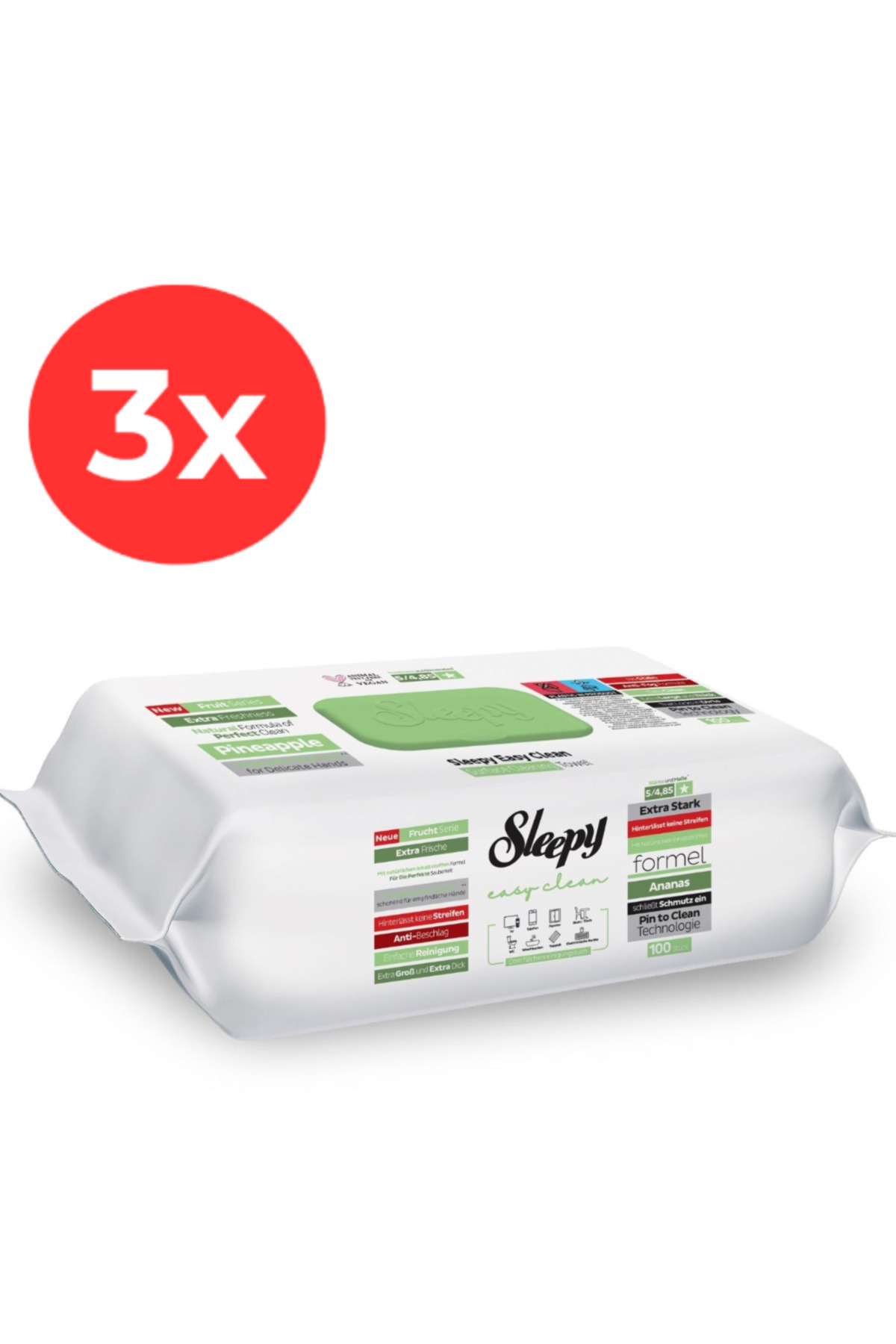 Sleepy 3x EASY CLEAN Servetele umede multisuprafete Pineapple 100buc