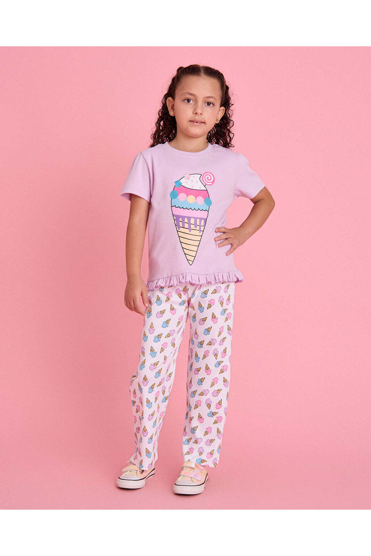 REDTAG Girls Lilac Printed Pyjama Set