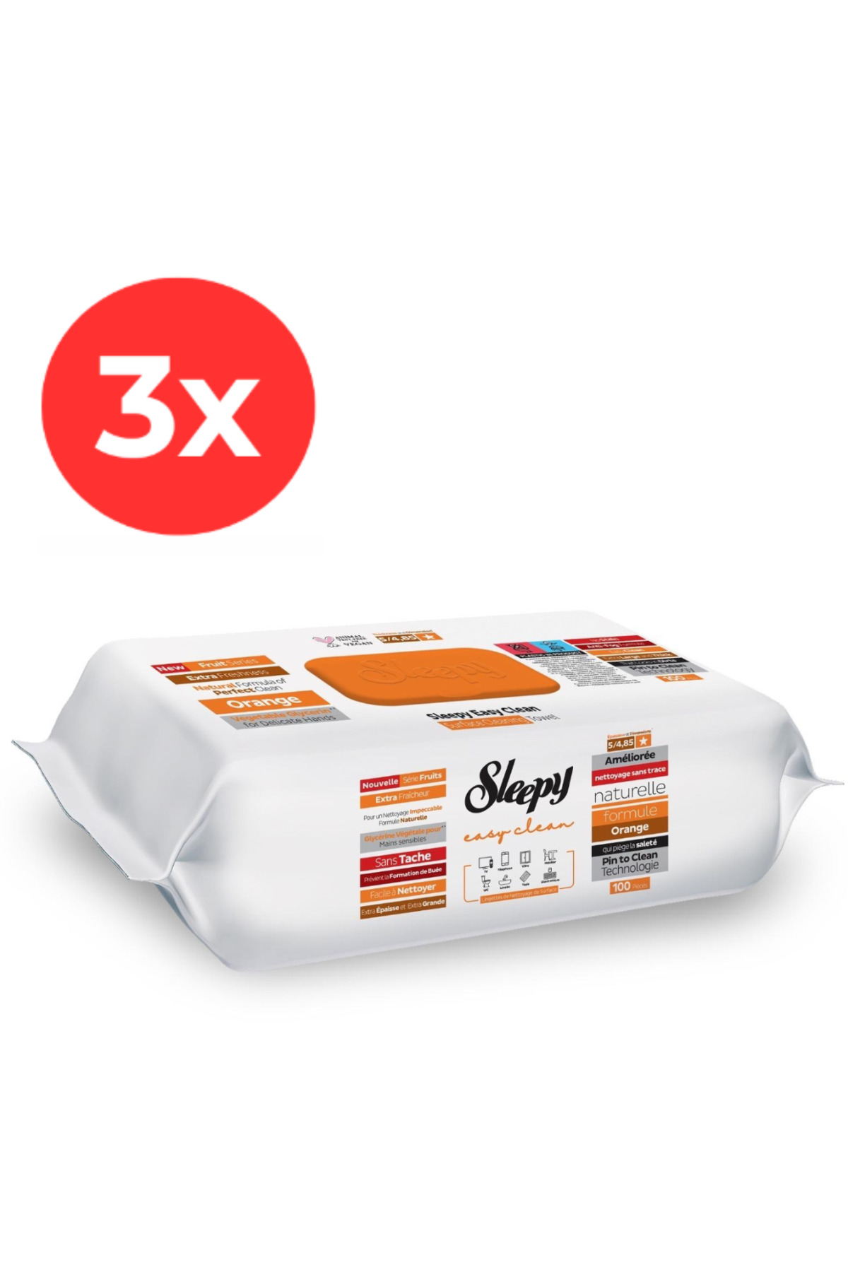Sleepy 3x EASY CLEAN Servetele umede multisuprafete Orange 100buc