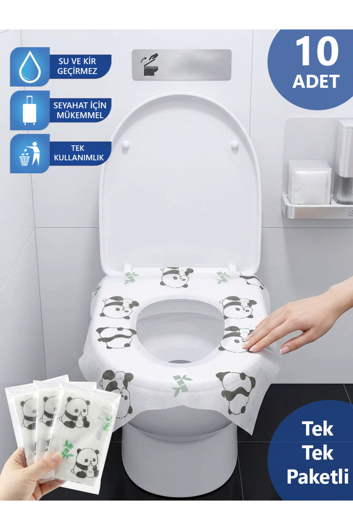 Jusso Panda Desenli Hijyenik Klozet Örtüsü 10 Ad
