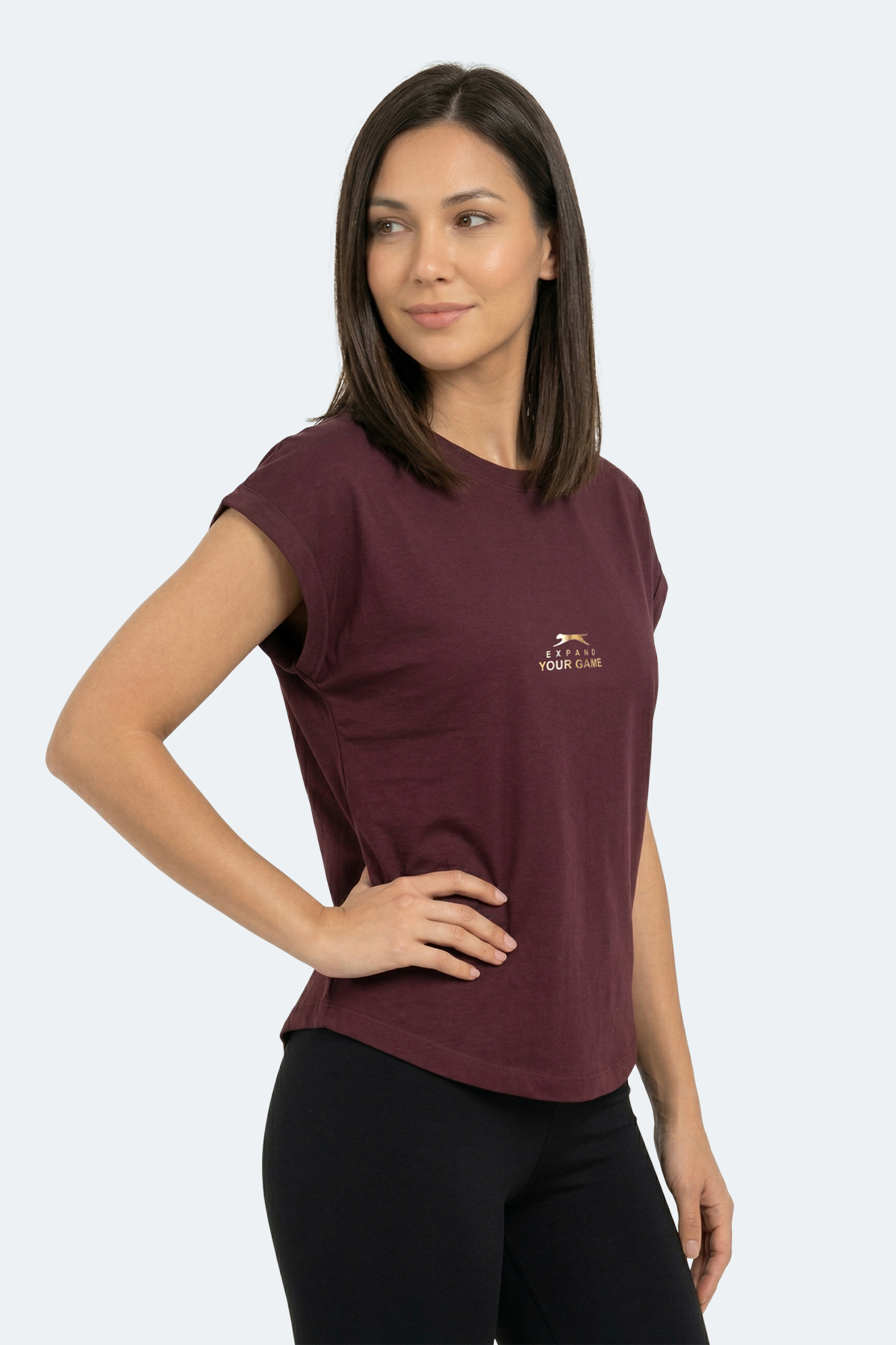 Slazenger KAPA Kadın Mürdüm Tişört görsel 4