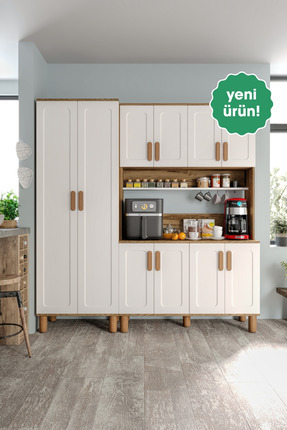 mapahomeliving Flora FLR10190 Bohem Kahve Köşesi 10 Kapaklı MDF Mebran Kapakl...