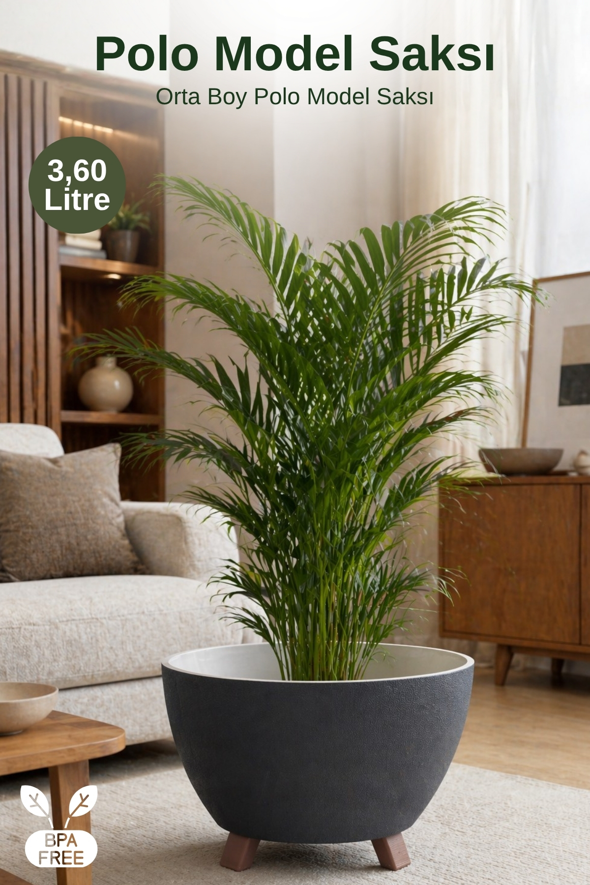 Nandy Home 3,6Lt. Polo Model Orta Boy Ayaklı Saksı