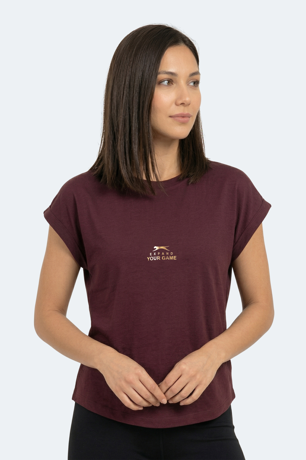 Slazenger KAPA Kadın Mürdüm Tişört görsel 6