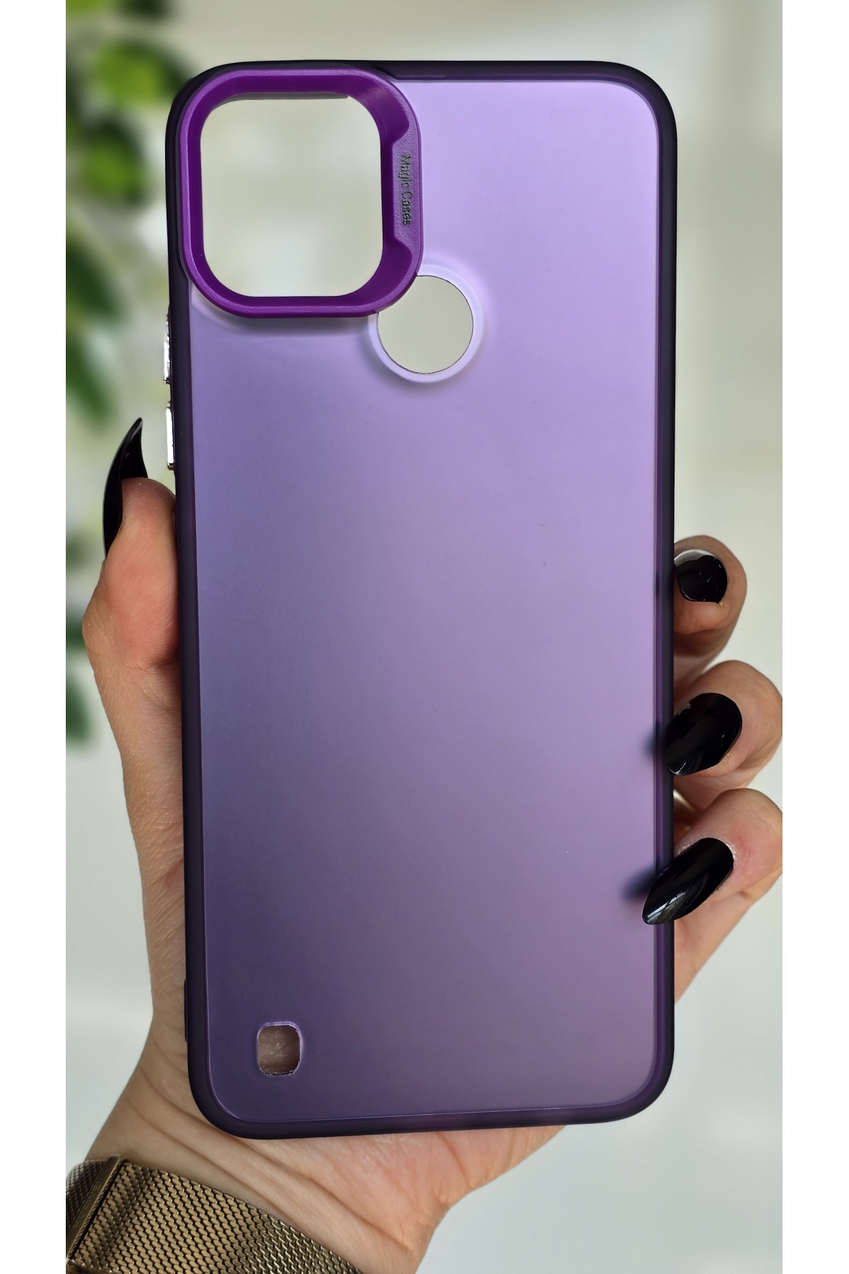 Realme C21Y / Realme C25Y Compatible Purple Color Transition Matte Silicone Case Camera Frame Luxury Electro
