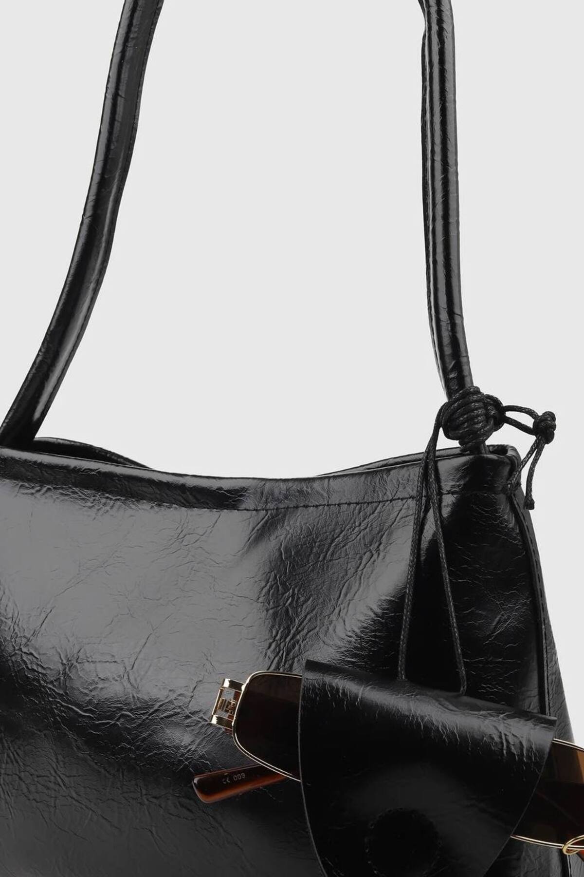 Black AURA Women's Handbag and Shoulder Bag with Eyewear Detail görünüm 2