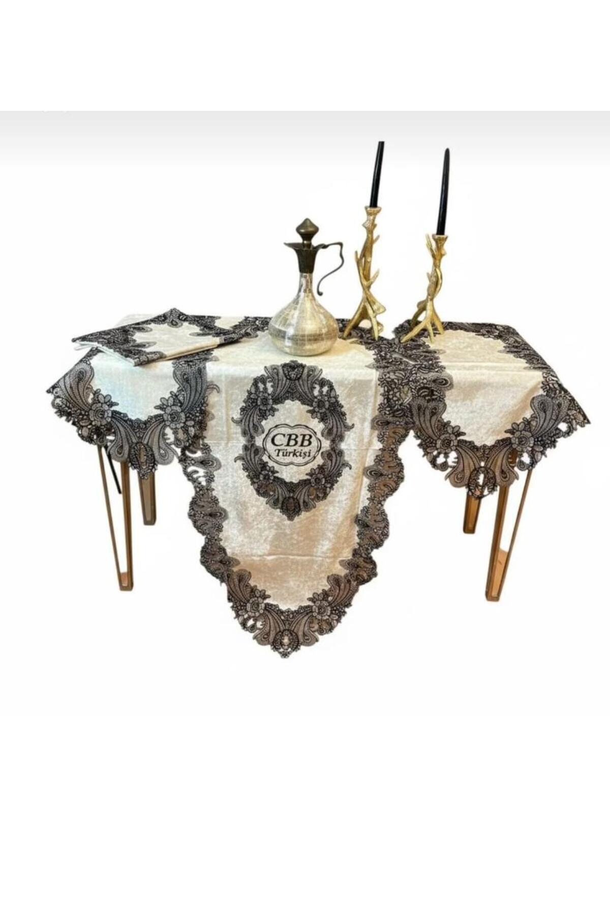 Salon Set Runner Set Linen French Lace Carefree Dowry Products