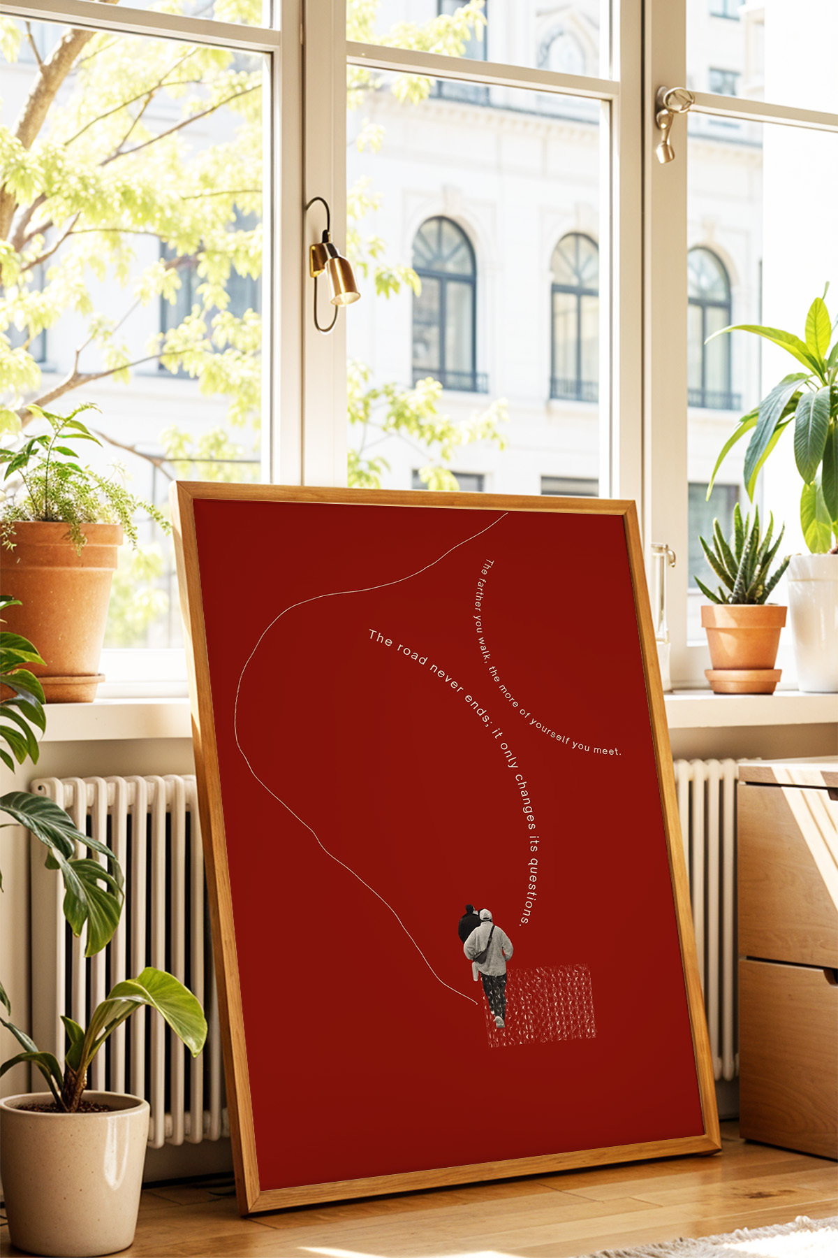 Kırmızı Kolaj Poster Tipografi Modern Sanat Duvar Dekoru Çerçevesiz