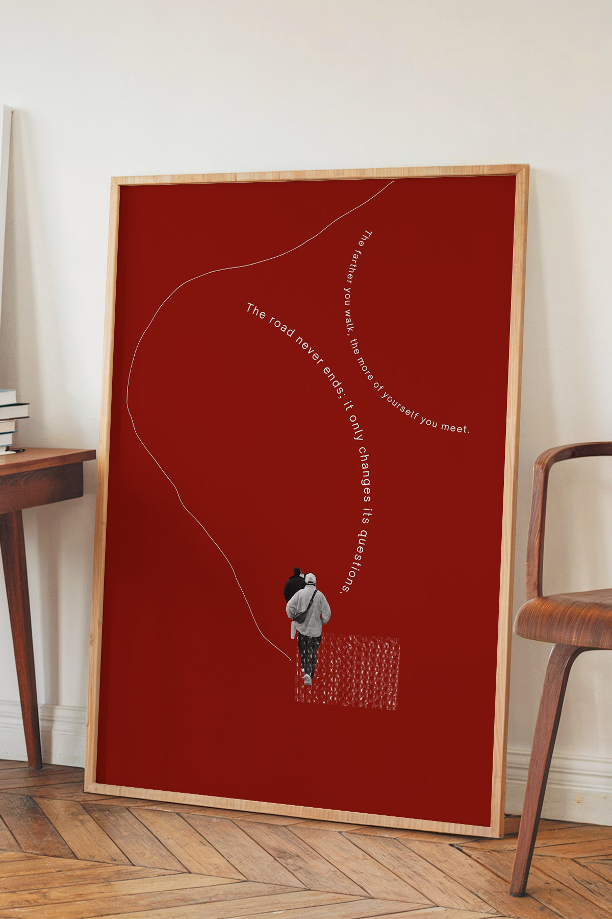 Kırmızı Kolaj Poster Tipografi Modern Sanat Duvar Dekoru Çerçevesiz