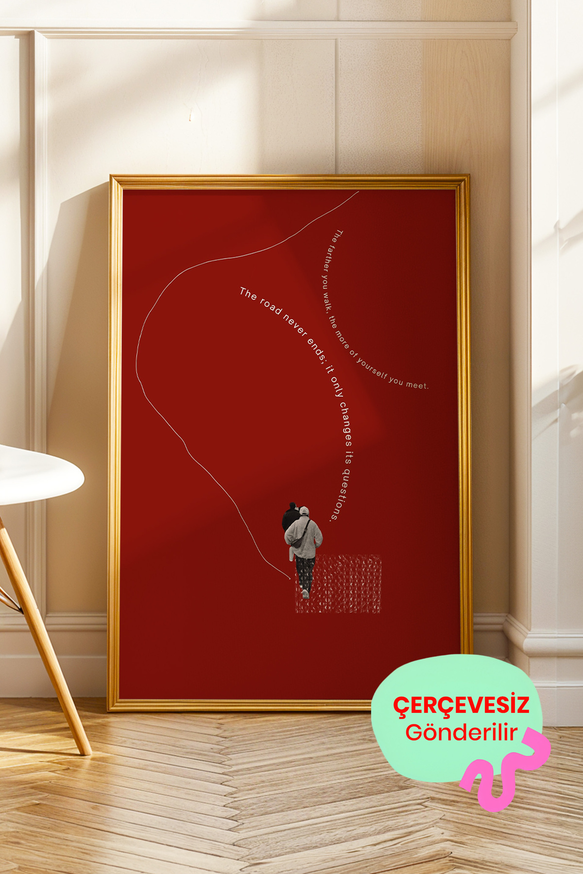 Kırmızı Kolaj Poster Tipografi Modern Sanat Duvar Dekoru Çerçevesiz