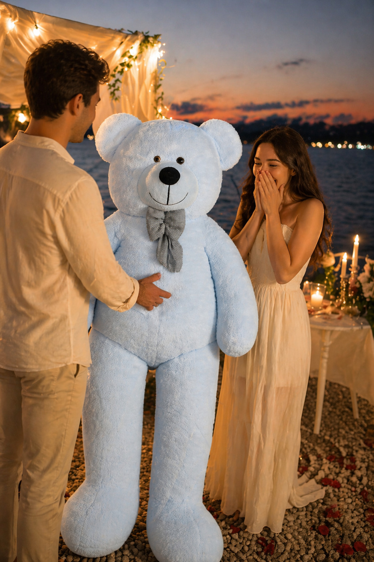 200160 Plush Teddy Bear with Bow Tie - Cute Gift for Valentine