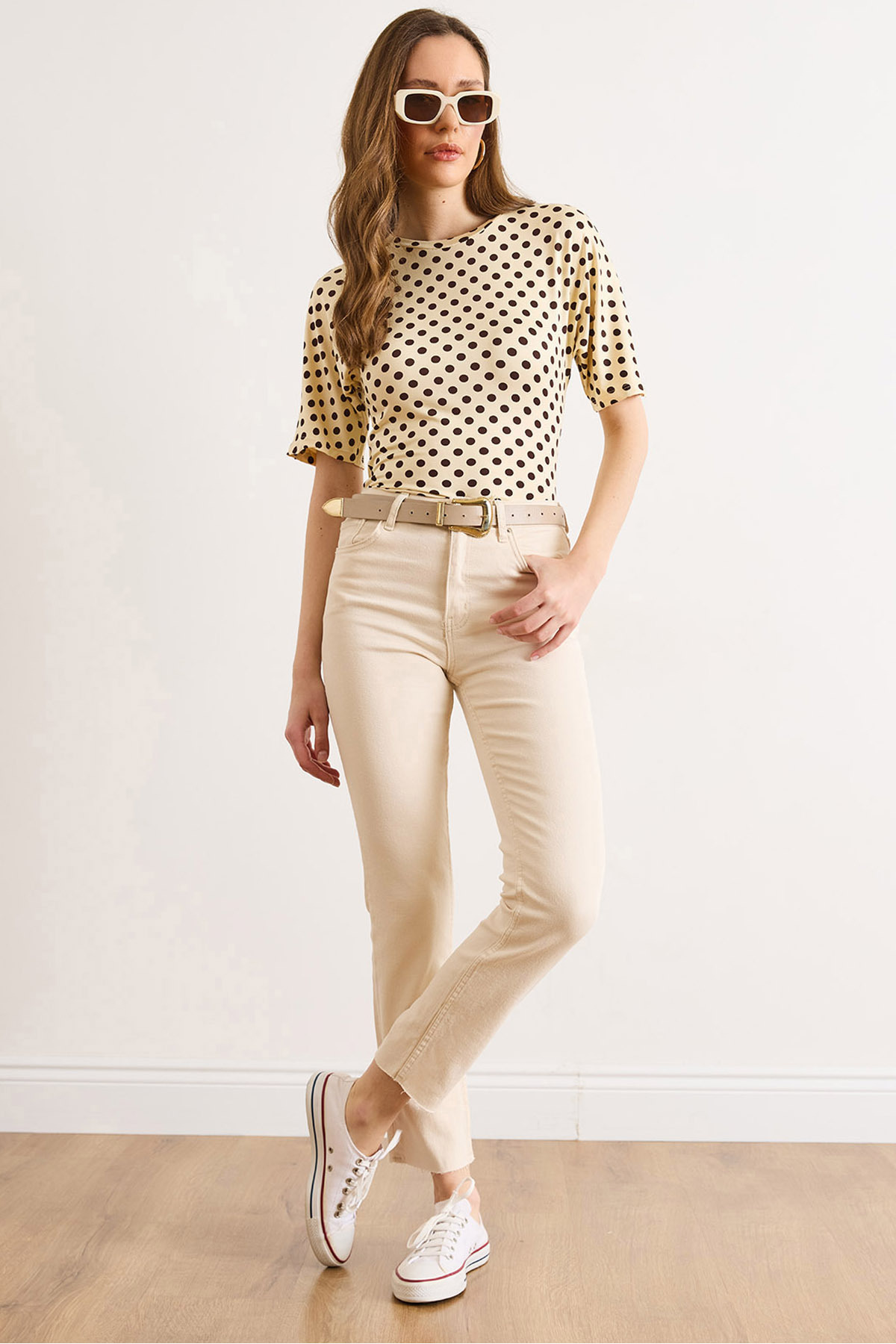 Women's Cream High Waist Skinny JeanJEA-19000120