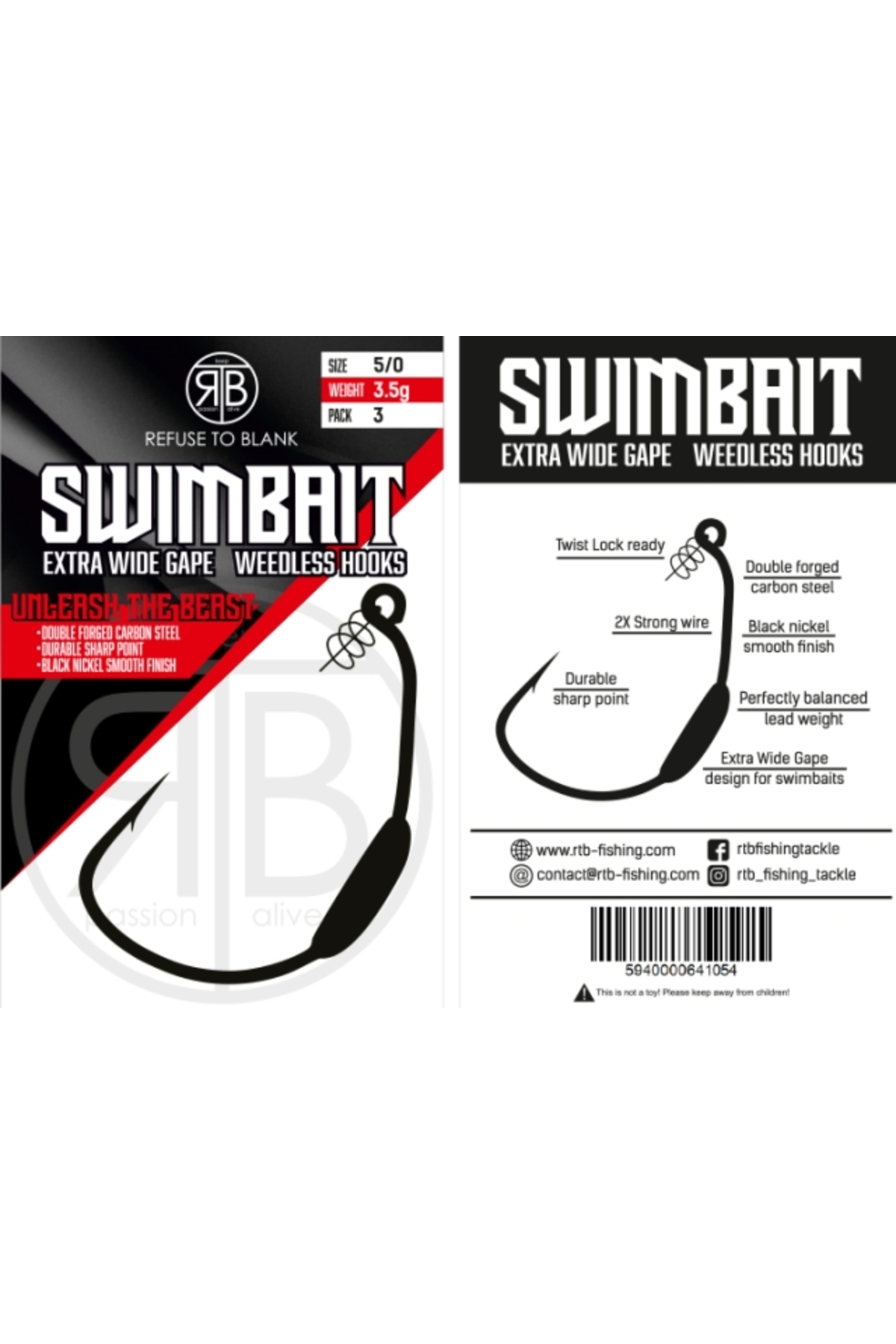 Carlige RTB EWG Swimbait Weighted Hooks 7/0 - 5.0g [1]