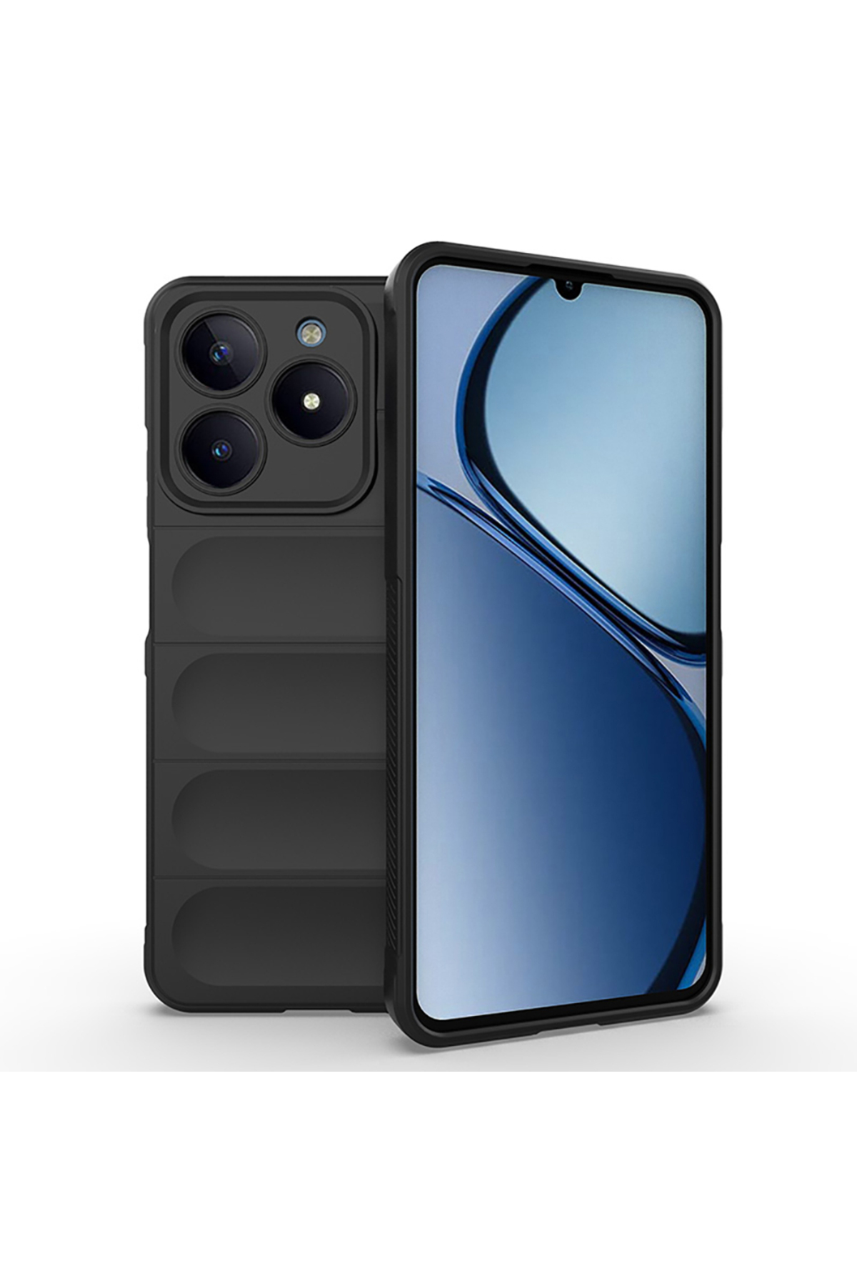 Realme C61 Kılıf Esnek TPU Oyuklu Arka Yüzey Tasarımlı BRSA Etnik Silikon Kapak - Siyah