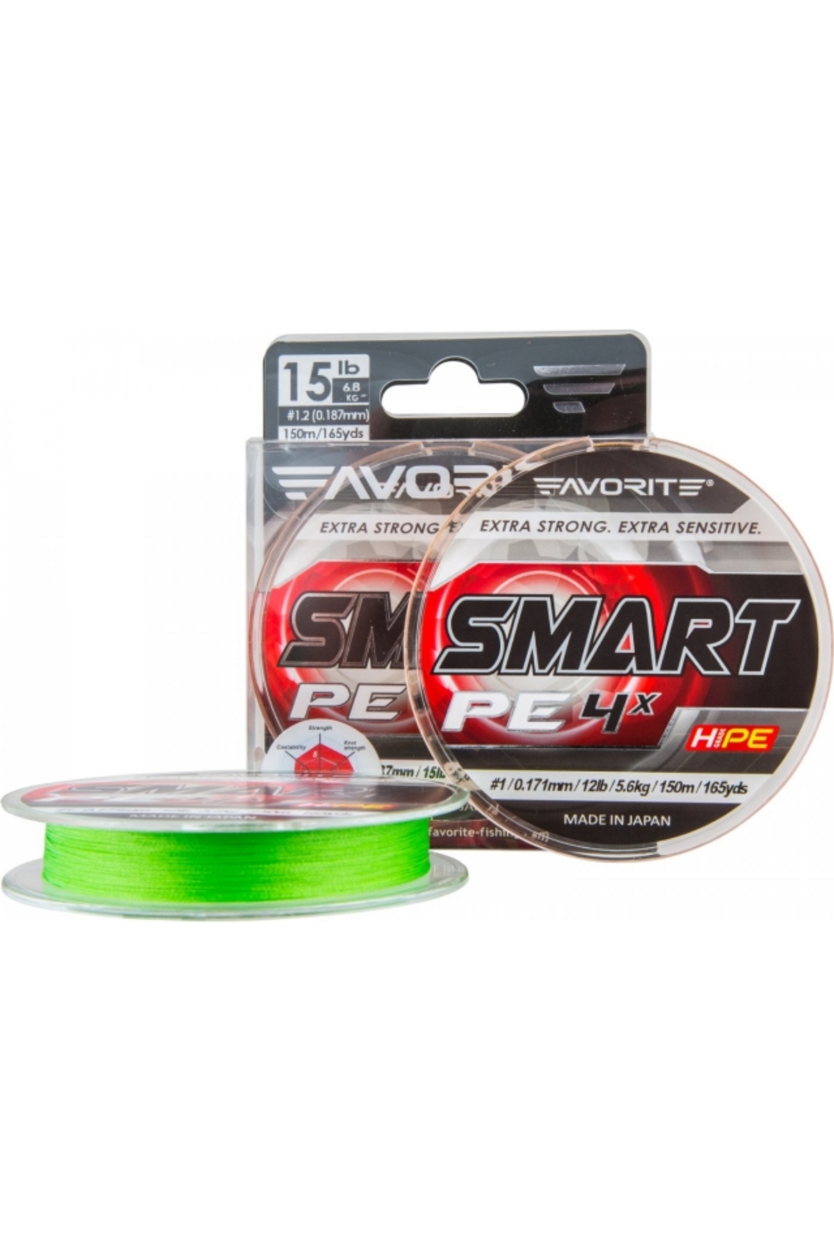 Fir textil Favorite Smart PE 4X Fluo Green 150m # 2.5 / 0.256mm / 30lb [2]