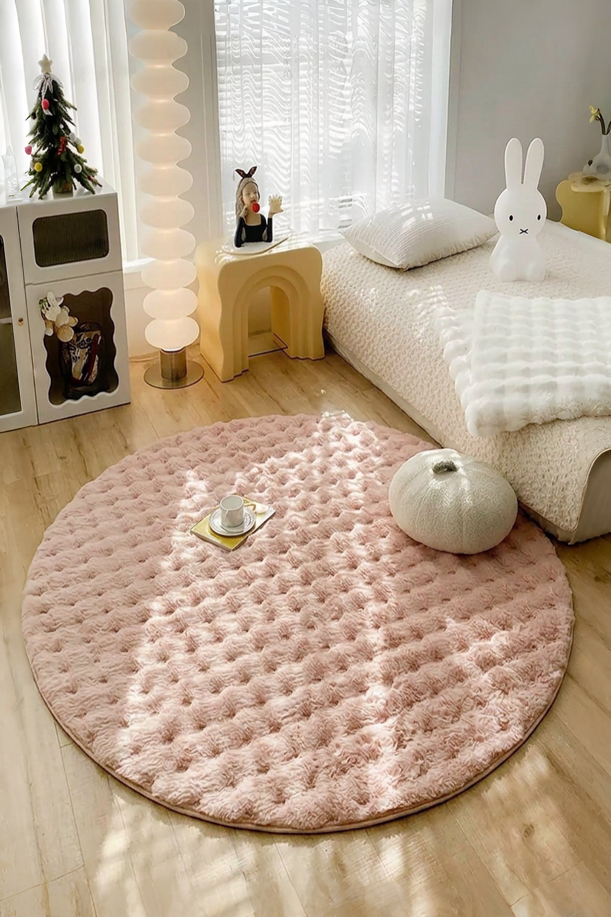 Pink Soft Bubble Anti-Slip Custom Sole Plush Carpet Runner