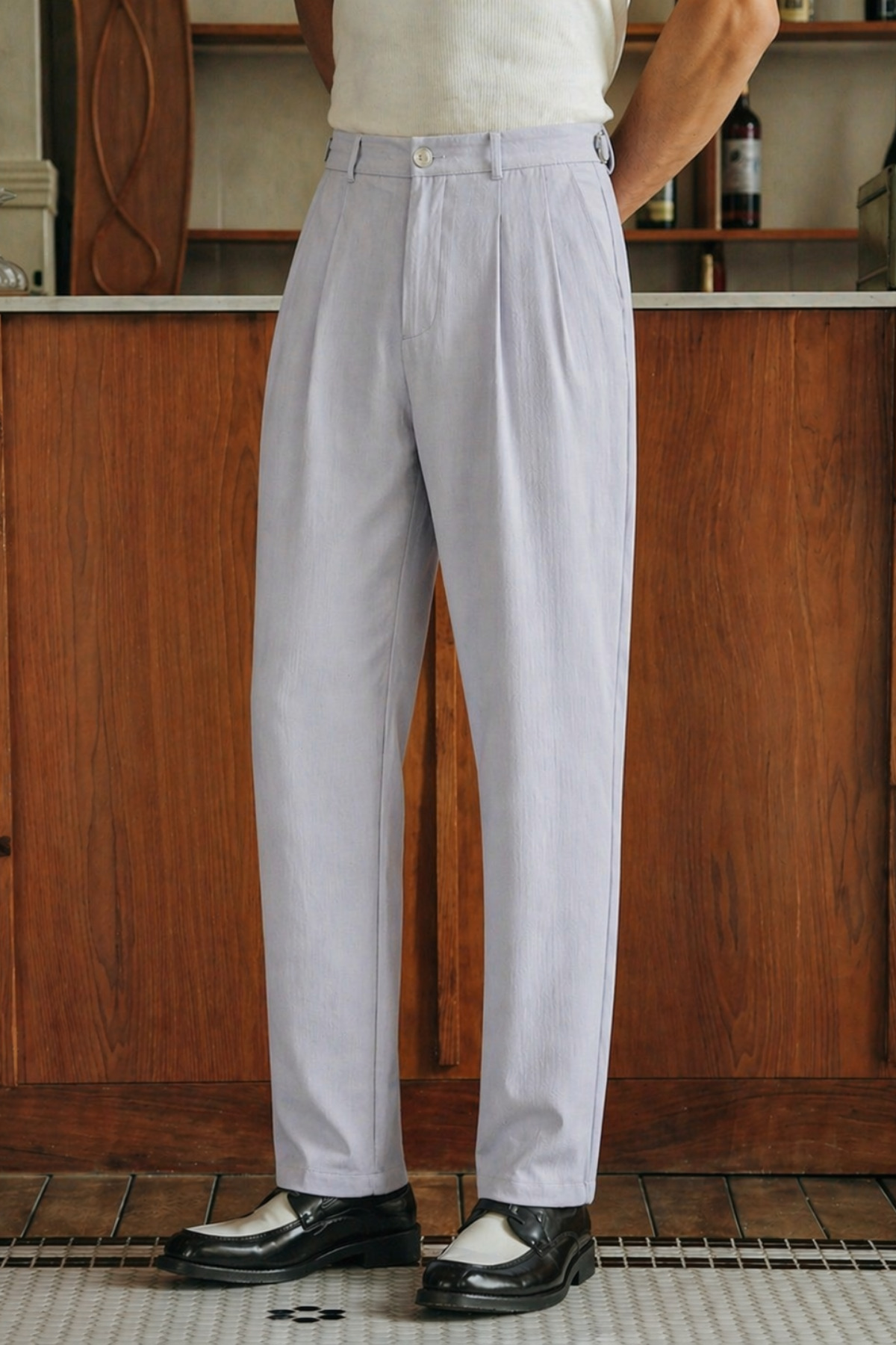 Tarz Cool Men's Pleated Old Money Classic Fabric Trousers