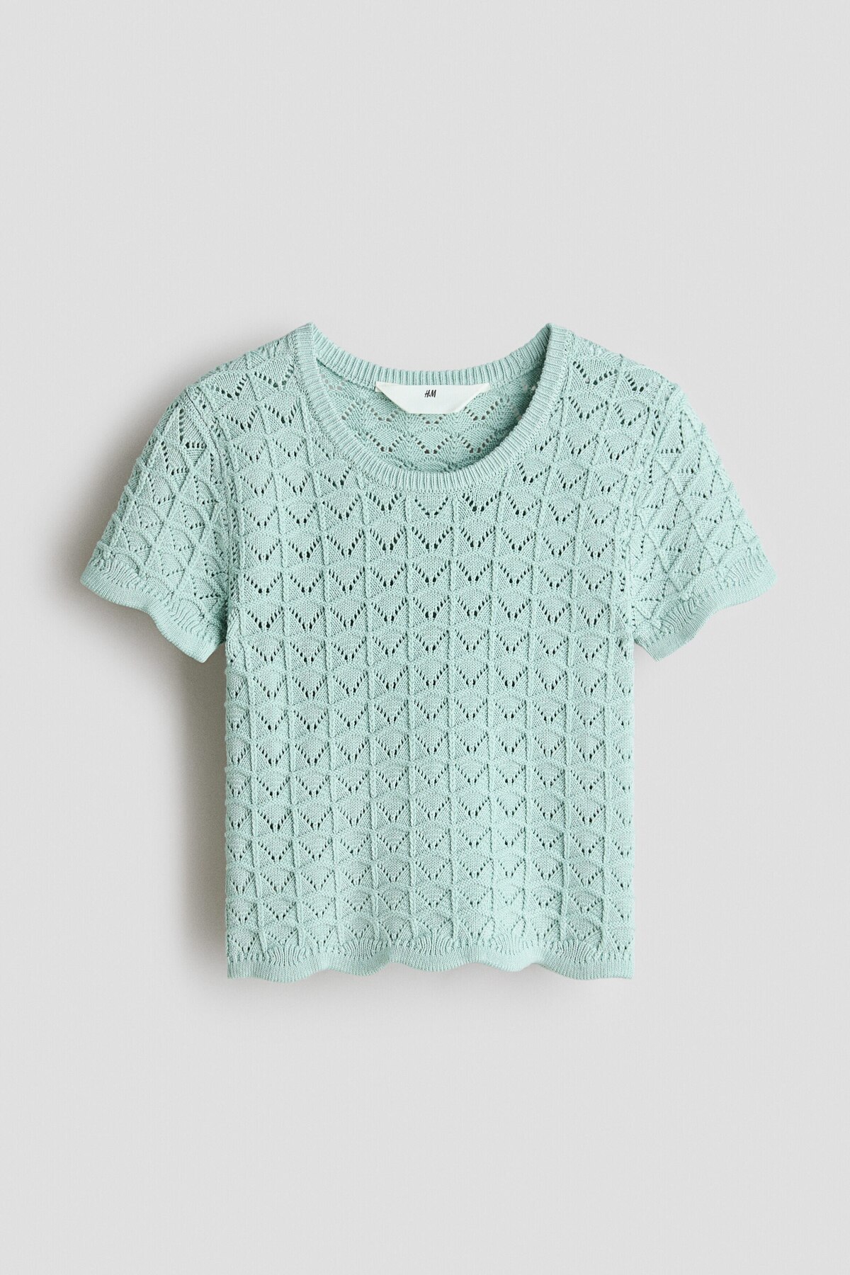تاپ بافتنی طرح‌دار قلاب‌بافی و سوراخ‌دار اچ اند ام تی شرت H&M