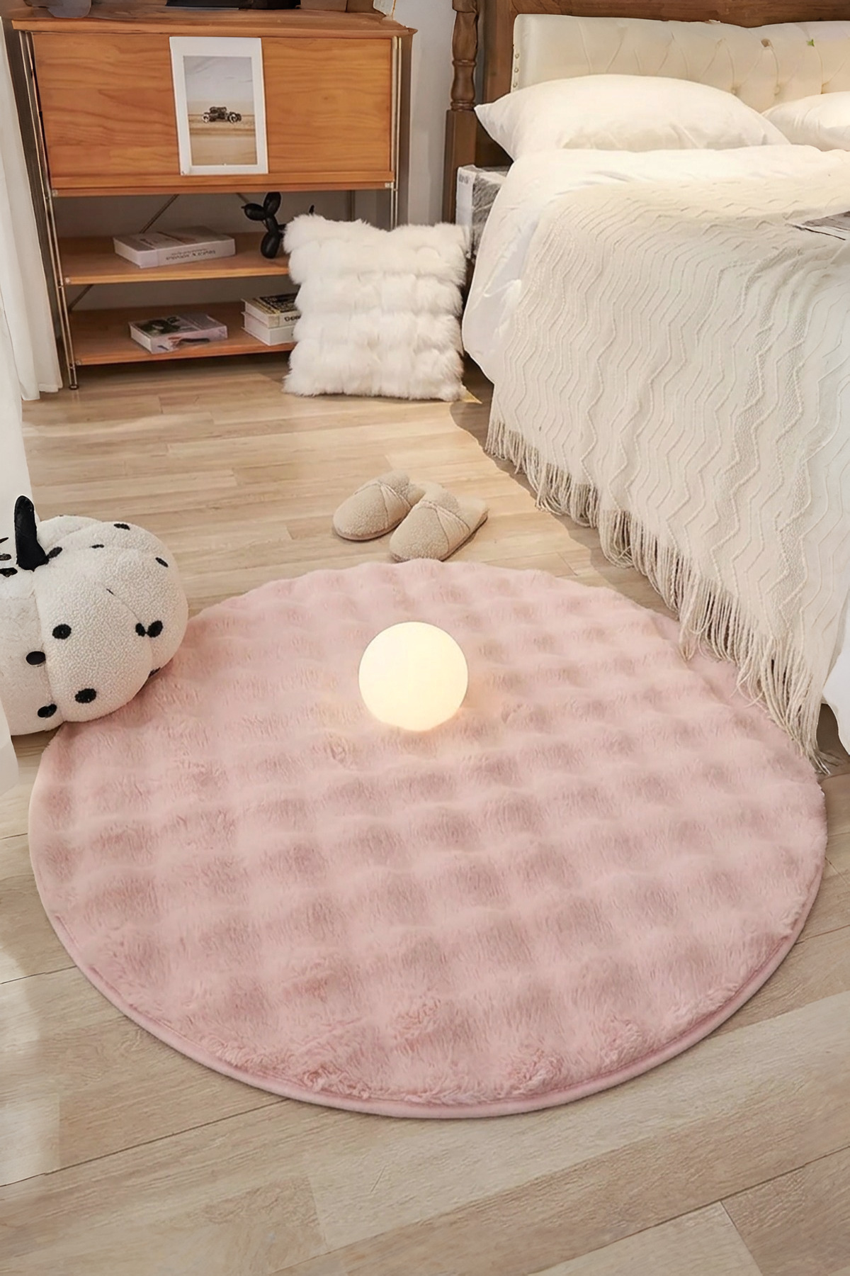 Luxury Comfortable Pink Plush Area Rug Soft Machine Washable Bedroom Living Room Office Decor