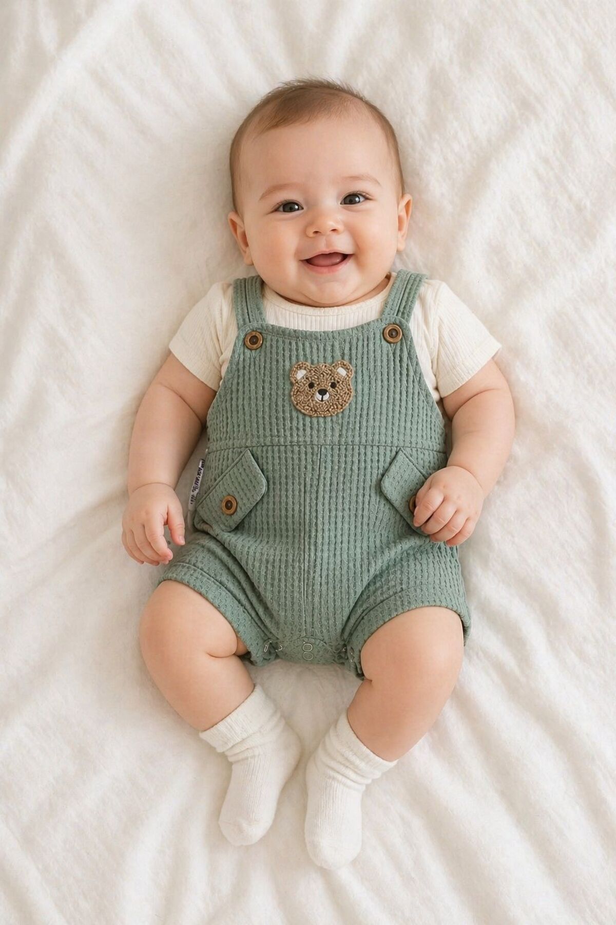 Summer Single Baby Romper with Teddy Bear Shorts – Breathable Cotton Comfortable Design